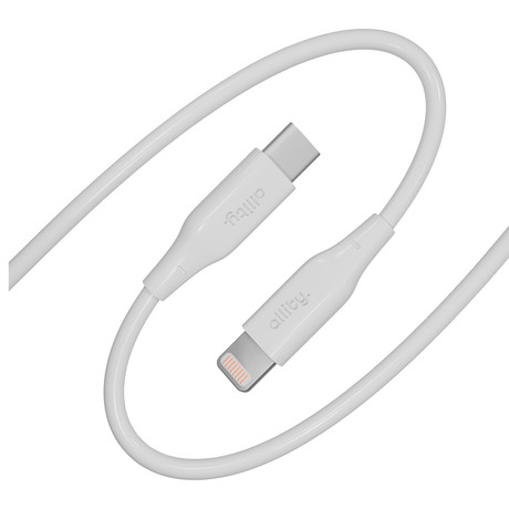ALLITY AUC-02 kabel, USB-C na USB-C, 60W, 2m, univerzalni, polnjenje / napajanje / prenos podatkov, Plug&Play, silikon, +Velcro trak, bel