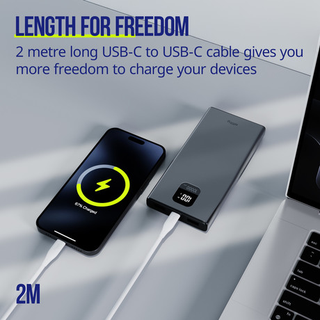 ALLITY AUC-02 kabel, USB-C na USB-C, 60W, 2m, univerzalni, polnjenje / napajanje / prenos podatkov, Plug&Play, silikon, +Velcro trak, bel