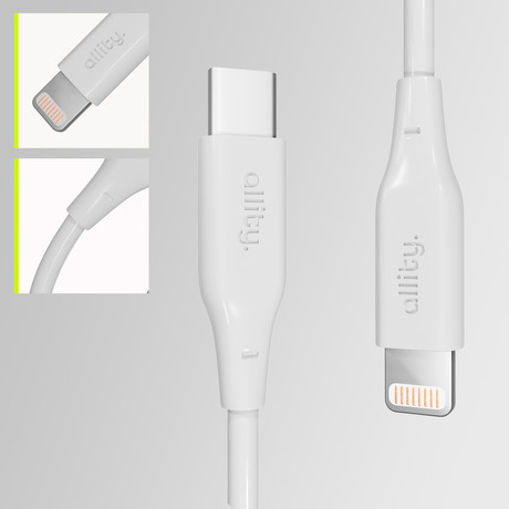 ALLITY AUC-02 kabel, USB-C na USB-C, 60W, 2m, univerzalni, polnjenje / napajanje / prenos podatkov, Plug&Play, silikon, +Velcro trak, bel