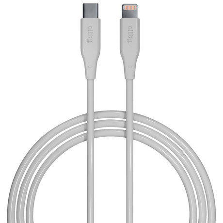 ALLITY AUC-02 kabel, USB-C na USB-C, 60W, 2m, univerzalni, polnjenje / napajanje / prenos podatkov, Plug&Play, silikon, +Velcro trak, bel