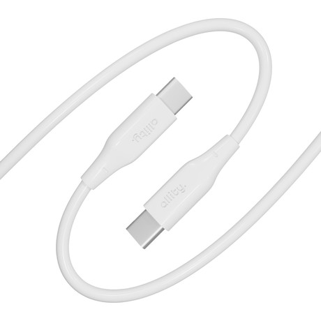 ALLITY AUC-02 kabel, USB-C na USB-C, 100W, 2m, univerzalni, polnjenje / napajanje / prenos podatkov, Plug&Play, silikon, +Velcro trak, bel