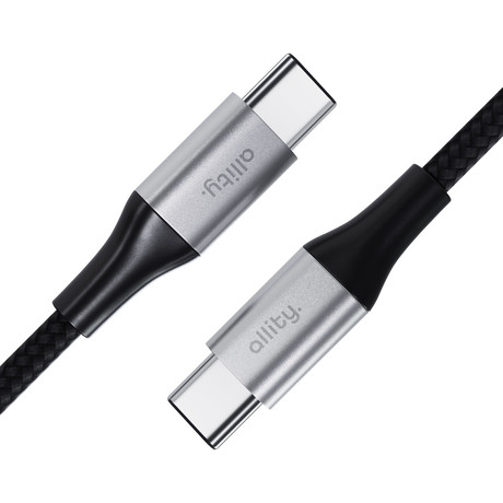 ALLITY AUC-01 kabel, USB-C na USB-C, 100W, 1m, univerzalni, polnjenje, napajanje, prenos podatkov, Plug&Play, najlon, črn