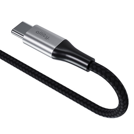 ALLITY AUC-01 kabel, USB-C na USB-C, 100W, 1m, univerzalni, polnjenje, napajanje, prenos podatkov, Plug&Play, najlon, črn