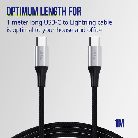 ALLITY AUC-01 kabel, USB-C na USB-C, 100W, 1m, univerzalni, polnjenje, napajanje, prenos podatkov, Plug&Play, najlon, črn