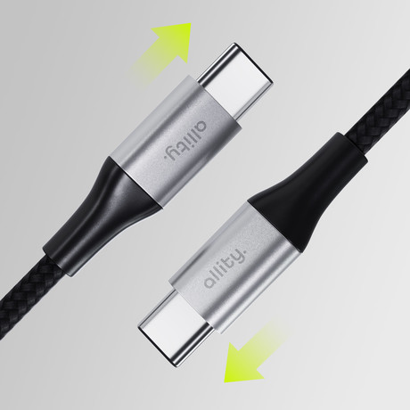 ALLITY AUC-01 kabel, USB-C na USB-C, 100W, 1m, univerzalni, polnjenje, napajanje, prenos podatkov, Plug&Play, najlon, črn