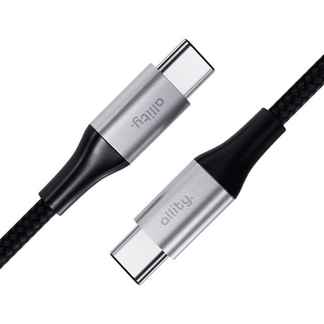 ALLITY AUC-01 kabel, USB-C na USB-C, 100W, 2m, univerzalni, polnjenje, napajanje, prenos podatkov, Plug&Play, najlon, črn