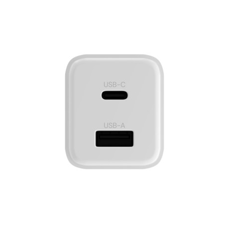 ALLITY ATC-01 GaN polnilec, 20W, 1x USB-C, 1x USB-A, Power Delivery, Quick Charge, polnjenje / napajanje, univerzalna kompatibilnost, Plug&Play, tehnologija GaN, bel