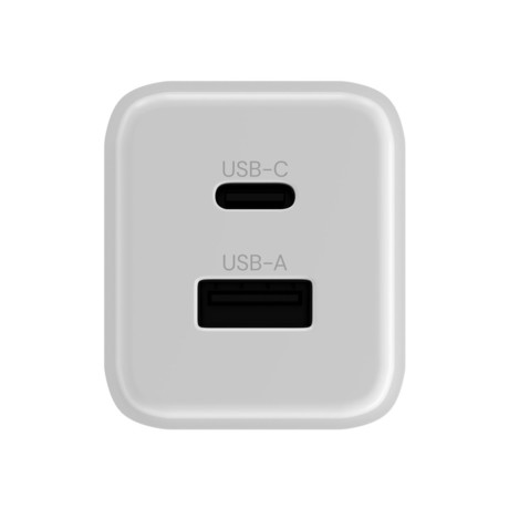 ALLITY ATC-01 GaN polnilec, 45W, 1x USB-C, 1x USB-A, Power Delivery, Quick Charge, polnjenje / napajanje, univerzalna kompatibilnost, Plug&Play, tehnologija GaN, bel