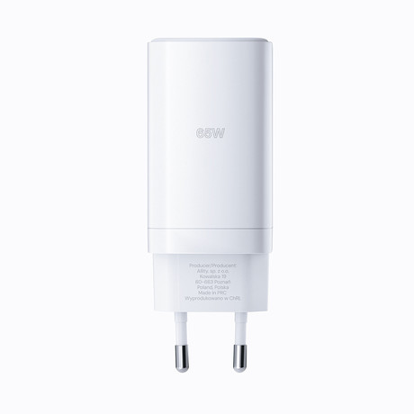 ALLITY ATC-01 GaN polnilec, 65W, 2x USB-C, 1x USB-A, Power Delivery, Quick Charge, polnjenje / napajanje, univerzalna kompatibilnost, Plug&Play, tehnologija GaN, bel
