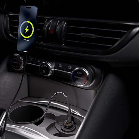 ALLITY ACC-100 avto polnilec, 30W, 12/24V, 1x USB-C, 1x USB-A, Power Delivery, Quick Charge, polnjenje / napajanje, univerzalna kompatibilnost, Plug&Play, črn