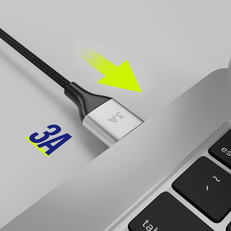 ALLITY AUC-01 kabel, USB-A na USB-C, 60W, 3A, 1m, univerzalni, polnjenje / napajanje / prenos podatkov, Plug&Play, najlon, +Velcro trak, črn