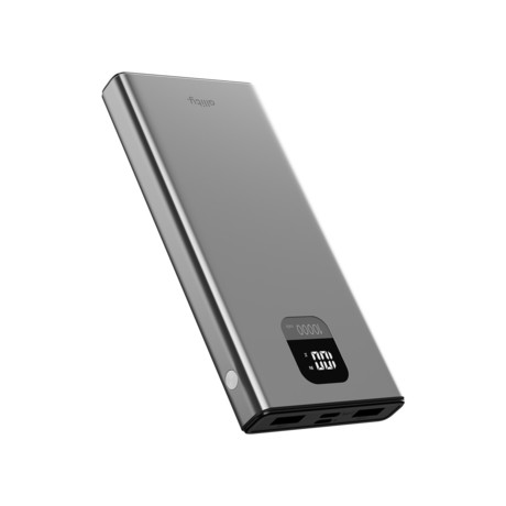 ALLITY APB-100 powerbank polnilna baterija, 10.000mAh, 22.5W, 1x USB-C, 2x USB-A, LCD zaslon, Power Delivery, Quick Charge, Plug&Play, siva