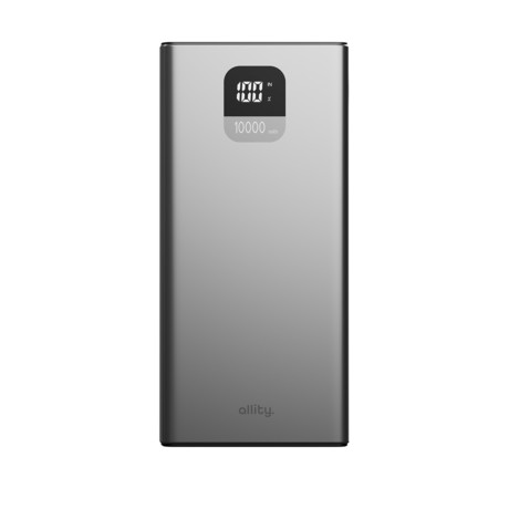ALLITY APB-100 powerbank polnilna baterija, 10.000mAh, 22.5W, 1x USB-C, 2x USB-A, LCD zaslon, Power Delivery, Quick Charge, Plug&Play, siva
