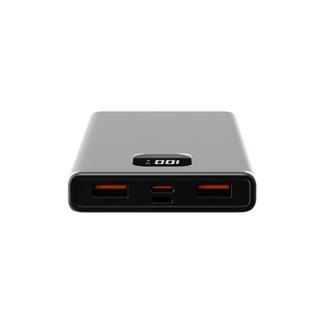 ALLITY APB-100 powerbank polnilna baterija, 10.000mAh, 22.5W, 1x USB-C, 2x USB-A, LCD zaslon, Power Delivery, Quick Charge, Plug&Play, siva