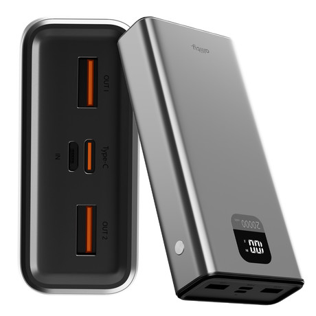 ALLITY APB-100 powerbank polnilna baterija, 20.000mAh, 22.5W, 1x USB-C, 2x USB-A, LCD zaslon, Power Delivery, Quick Charge, Plug&Play, siva