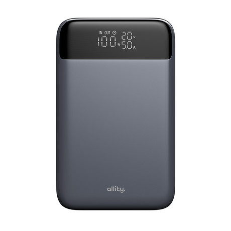 ALLITY APB-200 powerbank polnilna baterija, 19.200mAh, 130W, 2x USB-C, 1x USB-A, LCD zaslon, Power Delivery, Quick Charge, Plug&Play, +kabel 100W, siva