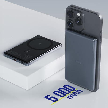 ALLITY APB-300 powerbank polnilna baterija, 5.000mAh, 20W, 1x USB-C, brezžično polnjenje, MagSafe tehnologija, Power Delivery, Quick Charge, Plug&Play, siva