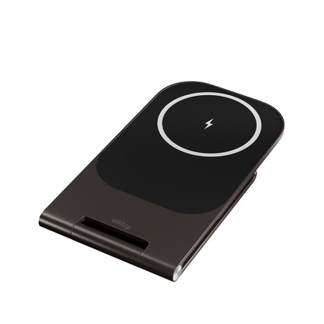 ALLITY AWC-200-15WMS brezžični polnilec / stojalo, univerzalni, 15W brezžično polnjenje, MagSafe tehnologija, nastavljiv naklon, USB-C, priložen kabel, siv (Graphite)