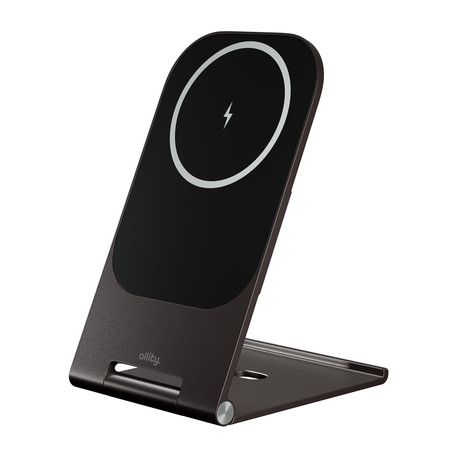 ALLITY AWC-200-15WMS brezžični polnilec / stojalo, univerzalni, 15W brezžično polnjenje, MagSafe tehnologija, nastavljiv naklon, USB-C, priložen kabel, siv (Graphite)