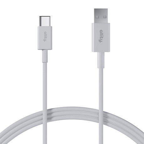 ALLITY AUC-03 kabel, USB-A na USB-C, 60W, 3A, 1m, univerzalni, polnjenje / napajanje / prenos podatkov, Plug&Play, odporen TPU/TPE, +Velcro trak, bel