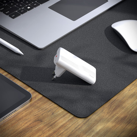 ALLITY ATC-02 GaN polnilec, 65W, 1x USB-C, 1x USB-A, Power Delivery, Quick Charge, polnjenje / napajanje, univerzalna kompatibilnost, Plug&Play, tehnologija GaN, bel