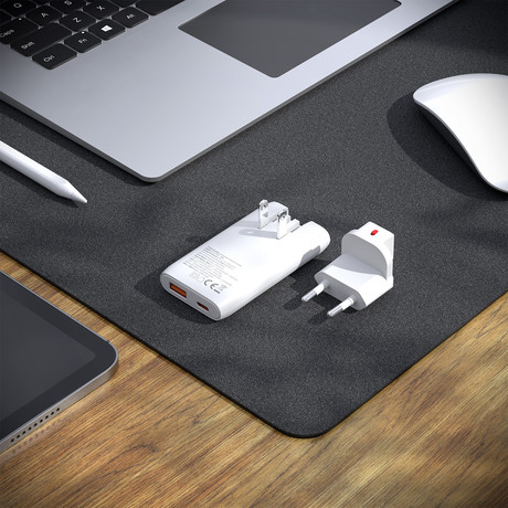 ALLITY ATC-02 GaN polnilec, 65W, 1x USB-C, 1x USB-A, Power Delivery, Quick Charge, polnjenje / napajanje, univerzalna kompatibilnost, Plug&Play, tehnologija GaN, bel