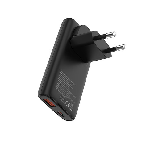 ALLITY ATC-02 GaN polnilec, 65W, 1x USB-C, 1x USB-A, Power Delivery, Quick Charge, polnjenje / napajanje, univerzalna kompatibilnost, Plug&Play, tehnologija GaN, črn