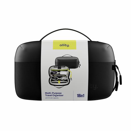 ALLITY ATB-100 organizator za dodatke / torbica za shranjevanje, univerzalni, 2.4L prostornina, 18 predelov / žepov, vodoodporen material, kompaktna oblika, črn