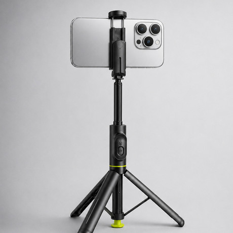 ALLITY ABA-401 selfie stick palica / tripod stojalo za telefon, do 7", univerzalno, nastavljiva dolžina / naklon, AUTO Pop-Up odpiranje, zložljiva oblika, magnetni Bluetooth daljinec, črna