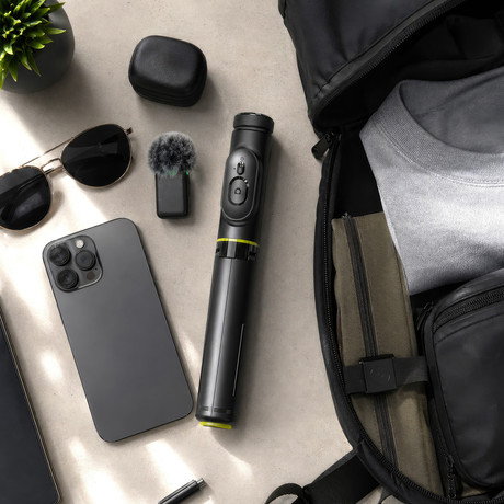 ALLITY ABA-401 selfie stick palica / tripod stojalo za telefon, do 7", univerzalno, nastavljiva dolžina / naklon, AUTO Pop-Up odpiranje, zložljiva oblika, magnetni Bluetooth daljinec, črna