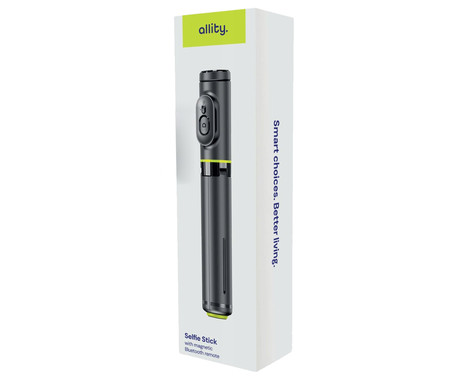 ALLITY ABA-401 selfie stick palica / tripod stojalo za telefon, do 7", univerzalno, nastavljiva dolžina / naklon, AUTO Pop-Up odpiranje, zložljiva oblika, magnetni Bluetooth daljinec, črna