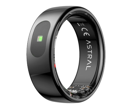 FOREVER Astral SR-100 pametni prstan, velikost 9, BT 5.2, Android + iOS, baterija, aplikacija, spremljanje zdravja / spanca, športni načini, 5ATM, + polnilna postaja, črn (Carbon Black)