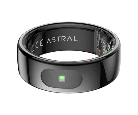FOREVER Astral SR-100 pametni prstan, velikost 9, BT 5.2, Android + iOS, baterija, aplikacija, spremljanje zdravja / spanca, športni načini, 5ATM, + polnilna postaja, črn (Carbon Black)