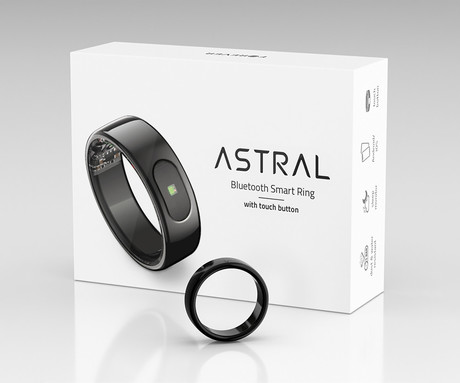 FOREVER Astral SR-100 pametni prstan, velikost 9, BT 5.2, Android + iOS, baterija, aplikacija, spremljanje zdravja / spanca, športni načini, 5ATM, + polnilna postaja, črn (Carbon Black)
