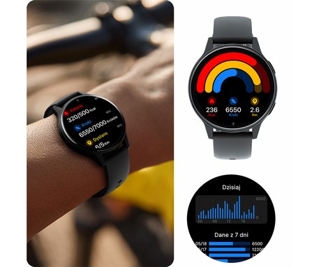 FOREVER iGO4 JW-600 pametna ura, 1.28" AMOLED zaslon, BT 5.3, Android + iOS, baterija, aplikacija, spremljanje zdravja, analiza spanca, 100+ športnih načinov, 2 paščka, IP67, bela (Pearl White)