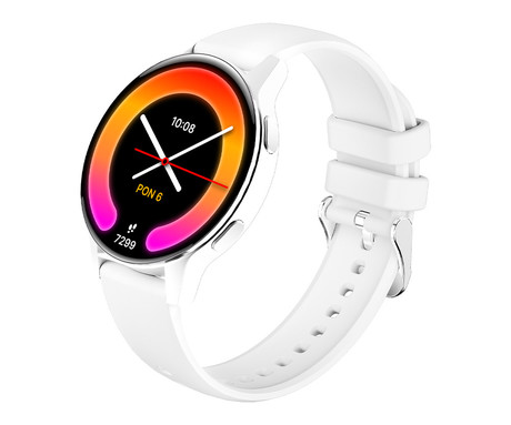 FOREVER iGO4 JW-600 pametna ura, 1.28" AMOLED zaslon, BT 5.3, Android + iOS, baterija, aplikacija, spremljanje zdravja, analiza spanca, 100+ športnih načinov, 2 paščka, IP67, bela (Pearl White)