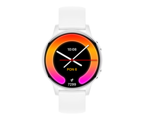 FOREVER iGO4 JW-600 pametna ura, 1.28" AMOLED zaslon, BT 5.3, Android + iOS, baterija, aplikacija, spremljanje zdravja, analiza spanca, 100+ športnih načinov, 2 paščka, IP67, bela (Pearl White)