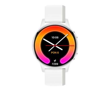 FOREVER iGO4 JW-600 pametna ura, 1.28" AMOLED zaslon, BT 5.3, Android + iOS, baterija, aplikacija, spremljanje zdravja, analiza spanca, 100+ športnih načinov, 2 paščka, IP67, bela (Pearl White)