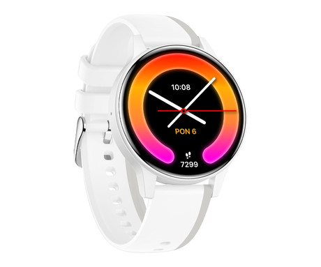 FOREVER iGO4 JW-600 pametna ura, 1.28" AMOLED zaslon, BT 5.3, Android + iOS, baterija, aplikacija, spremljanje zdravja, analiza spanca, 100+ športnih načinov, 2 paščka, IP67, bela (Pearl White)