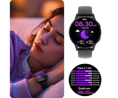 FOREVER iGO4 JW-600 pametna ura, 1.28" AMOLED zaslon, BT 5.3, Android + iOS, baterija, aplikacija, spremljanje zdravja, analiza spanca, 100+ športnih načinov, 2 paščka, IP67, bela (Pearl White)