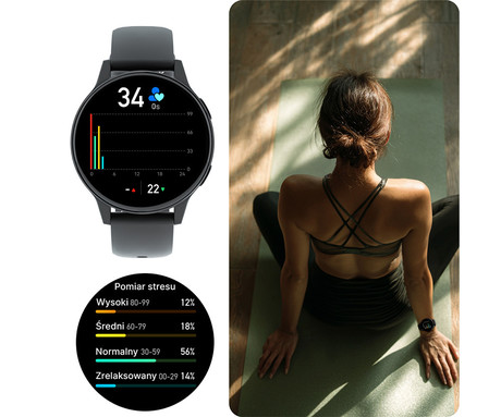 FOREVER iGO4 JW-600 pametna ura, 1.28" AMOLED zaslon, BT 5.3, Android + iOS, baterija, aplikacija, spremljanje zdravja, analiza spanca, 100+ športnih načinov, 2 paščka, IP67, črna (Phantom Black)