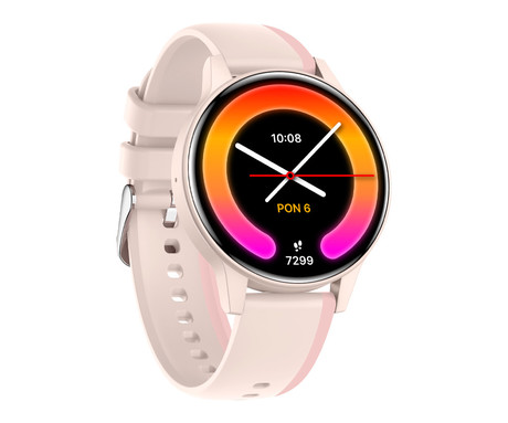 FOREVER iGO4 JW-600 pametna ura, 1.28" AMOLED zaslon, BT 5.3, Android + iOS, baterija, aplikacija, spremljanje zdravja, analiza spanca, 100+ športnih načinov, 2 paščka, IP67, roza (Powder Pink)