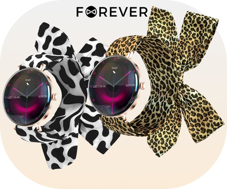 FOREVER Lucca SB-370 pametna ura, 1.43" AMOLED, + pikčasti pašček, roza zlata (Rose Gold)