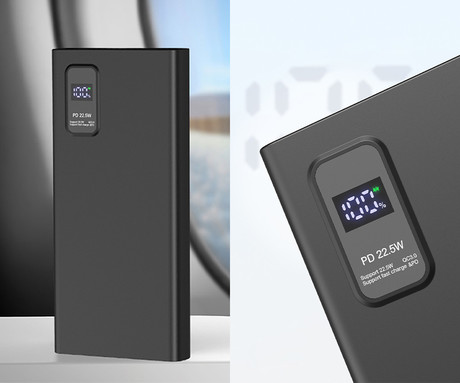 Platinet PMPB10WQC726B powerbank polnilna baterija, 10.000mAh, Quick Charge 3.0, Power Delivery 3.0, 2x USB Type-A, 1x USB Type-C, 1x microUSB, LED zaslon, priložen kabel, črna