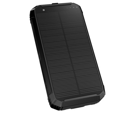 Platinet PMPB10SPW15 SOLAR powerbank polnilna baterija, 15W, 10.000mAh, 2x USB Type-A, 1x USB Type-C, solarno polnjenje, Qi brezžični polnilec, LED luč, črna