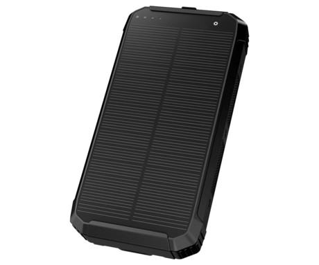 Platinet PMPB10SPW15 SOLAR powerbank polnilna baterija, 15W, 10.000mAh, 2x USB Type-A, 1x USB Type-C, solarno polnjenje, Qi brezžični polnilec, LED luč, črna