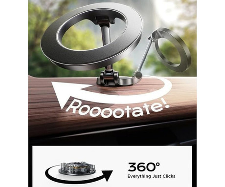 PLATINET PUCH2230 magnetni avto nosilec za telefon, univerzalni, za velikosti od 4.7" do 7", 360° vrtenje, MagSafe tehnologija, 24 magnetov, 3M nalepka, črn