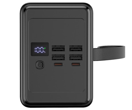 Platinet PMPB8065 powerbank polnilna baterija, 65W, 80.000mAh, Quick Charge 3.0, Power Delivery, SCP, 4x USB Type-A, 2x USB Type-C, digitalni zaslon, LED luč, črna