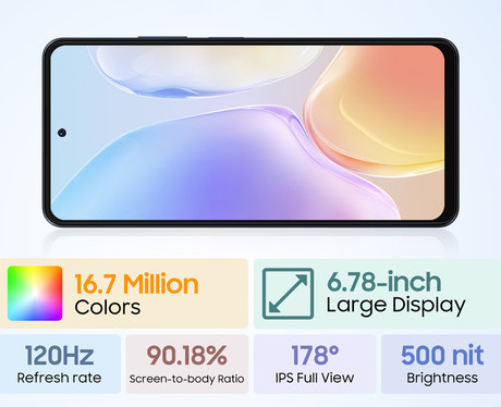 Blackview SHARK 8 pametni telefon, 6.78", 8GB+128GB, 4G LTE, IPS 2.4K FHD+, 120Hz, Android, 5000mAh, Dual SIM, GPS, + ovitek, črno siv (Moonlight Gray)