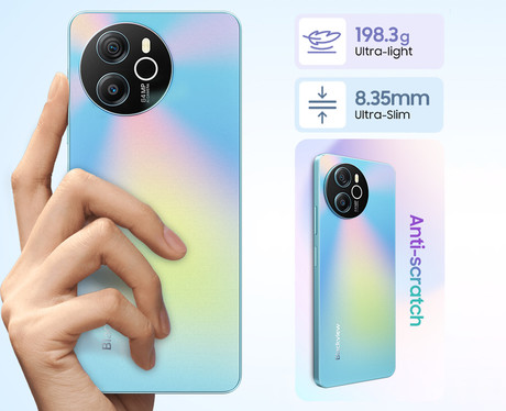 Blackview SHARK 8 pametni telefon, 6.78", 8GB+128GB, 4G LTE, IPS 2.4K FHD+, 120Hz, Android, 5000mAh, Dual SIM, GPS, + ovitek, črno siv (Moonlight Gray)